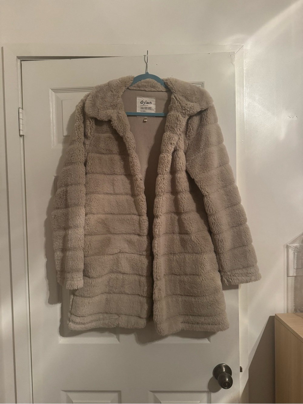 dylan Plush Teddy Coat in Light Taupe